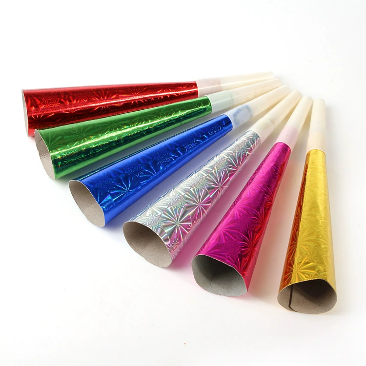 Лазерный бумажный Рог Праздничная Вечеринка пара подарок золотой Шелковый Рог алюминиевая фольга Золотое скольжение пластиковый свисток бумажный Рог Игрушка