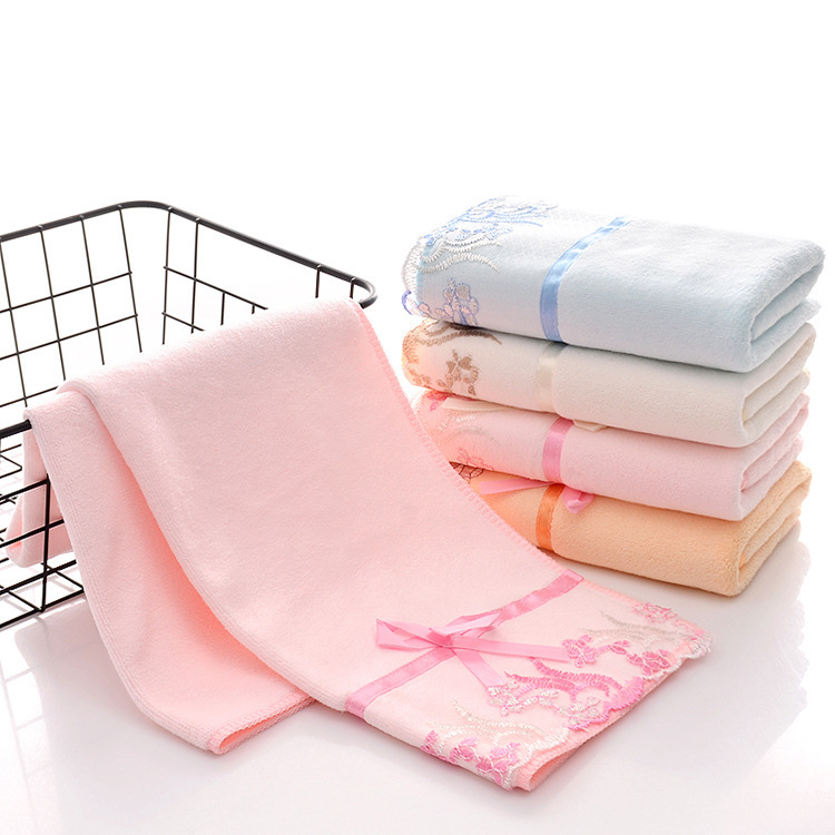 Microfiber Towel with Lace Trim, Strong Water Absorption, Not Easy to Shed Hair, Face Wash Towel, Custom Logo Gift, Soft Skin Microfiber Towel with Lace Trim, Strong Water Absorption, Not Easy to Shed Hair, Face Wash Towel, Custom Logo Gift, Soft Skin