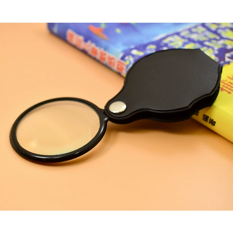 Заводская прямая партия 50 мм кожаный чехол увеличительное стекло портативное мини складное увеличенное стекло 10 раз для чтения старика