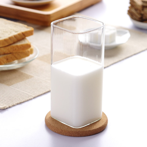 Straight square transparent glass water cup high temperature resistant flower tea cup ins style household candle aromatherapy single layer tea drinking cup