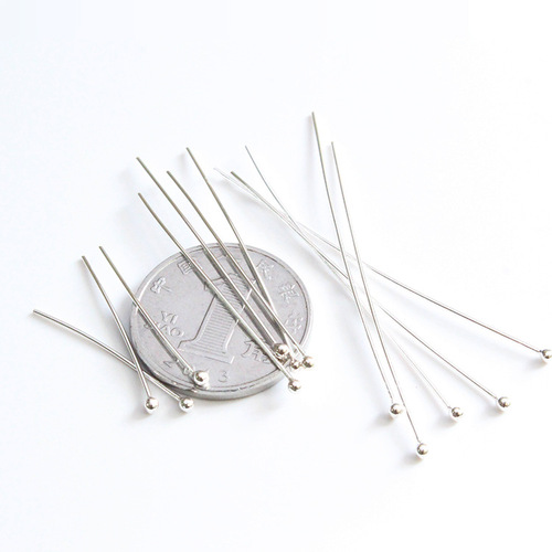 S925 sterling silver ball head handmade DIY beaded bracelet connected with round head needle positioning needle versatile silver needle bead needle