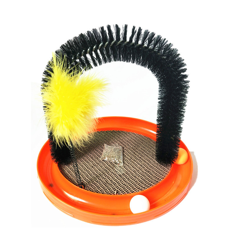 Multifuncional gato de juguete gato scratcher 4-en-1 gato pista divertido gato juguete gato placa giratoria gato tablero del rasguño divertido gato palo