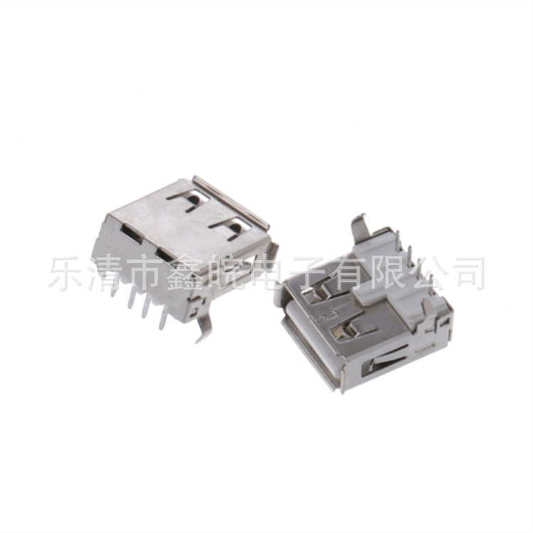 供应单层USB插座母座 卧式A型 A母90度DIP 弯脚 直脚 卷边直