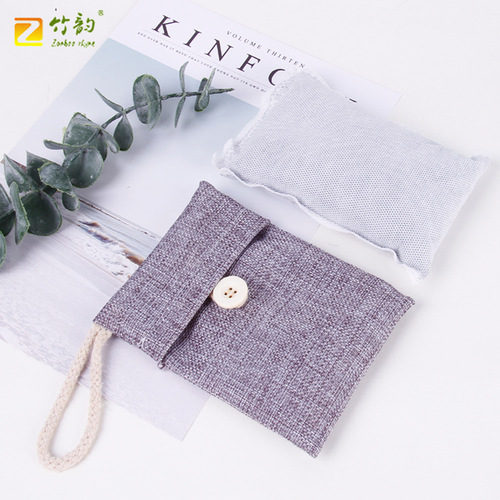 Factory direct wholesale Amazon linen car bamboo charcoal bag 100g car deodorizing activated carbon bag