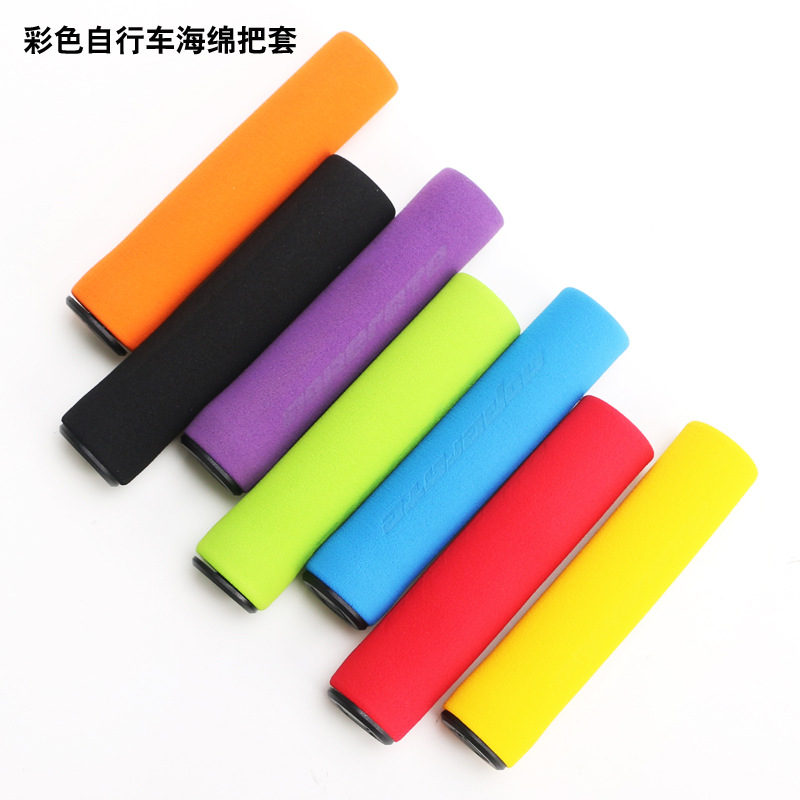 Cubierta de la manija de bicicleta de montaña antideslizante amortiguador de choque resistente al desgaste manija de la manija de color rojo esponja cubierta de la manija con el bloque de la manija