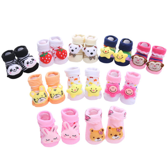 [55 optional] cartoon non-slip floor baby baby socks foreign trade doll three-dimensional children's socks