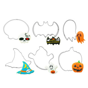 Halloween Cookie Mold suit Flip Sugar Cookie DIY Tool Household 6-piece Stainless Steel Cookie Cutting Mold Baking
