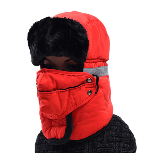 Winter velvet Lei Feng hat Northeastern men and women outdoor cold-proof hat one-piece cycling and skiing windproof and warm hat