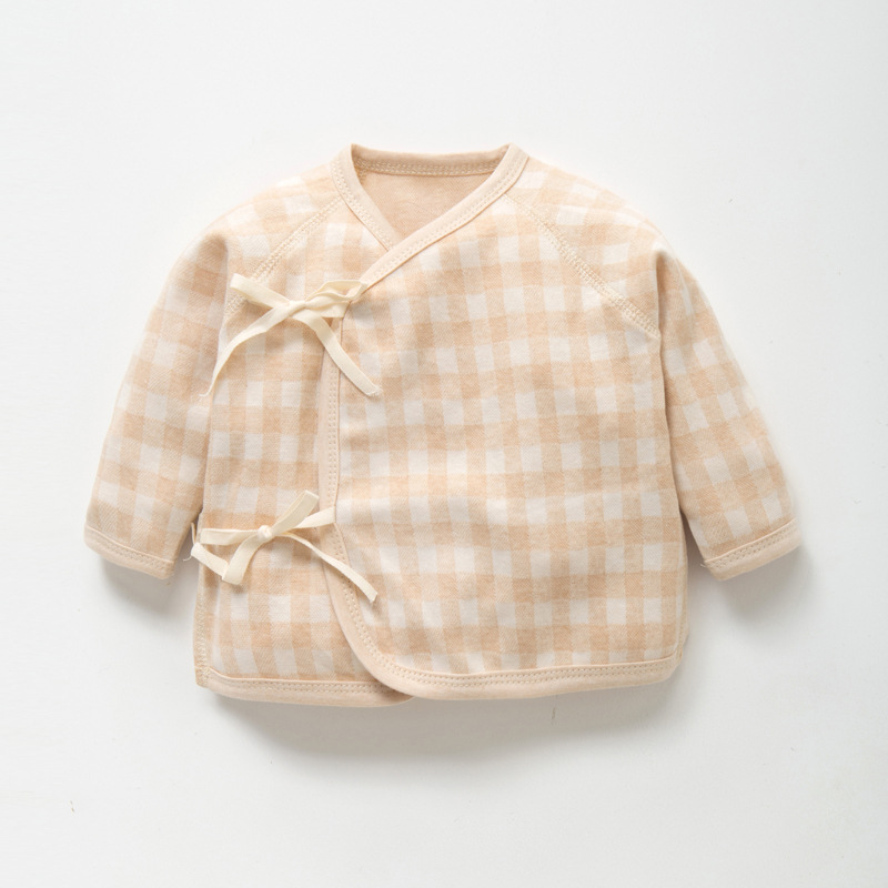 新生儿半背衣婴儿衣服棉初生宝宝挖背衫系带上衣和尚服防尿湿服