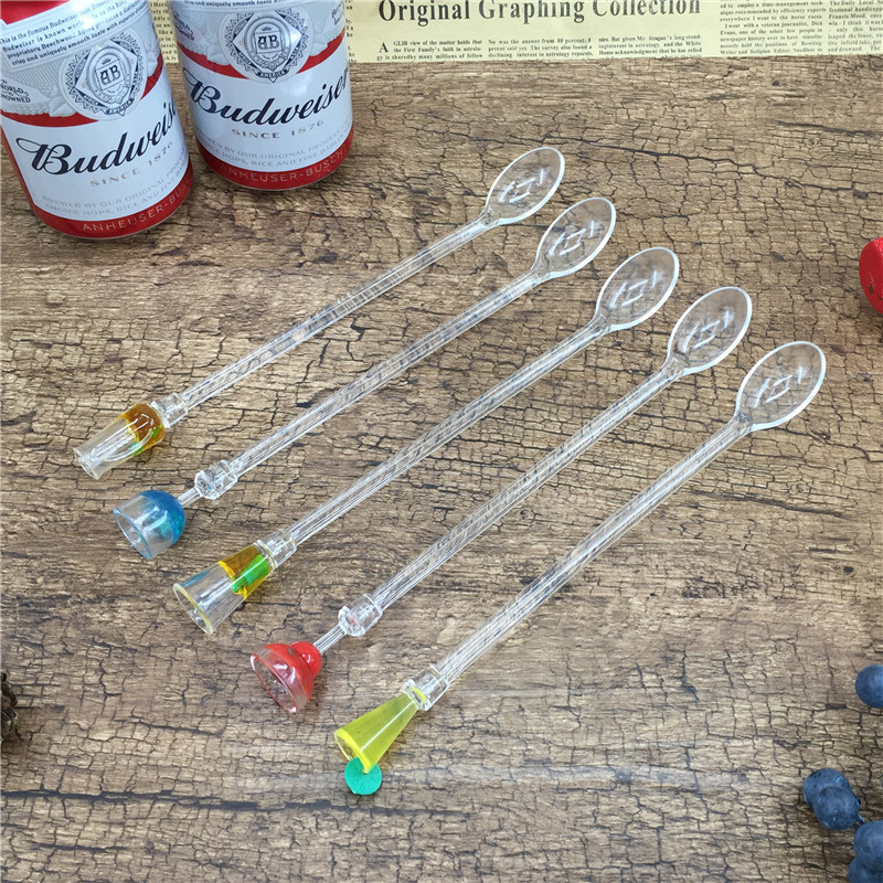 Cuchara de cóctel de acrílico creativo lindo mango largo cuchara de mezcla cuchara batido leche tienda de té café bebida fría cuchara palo de jugo