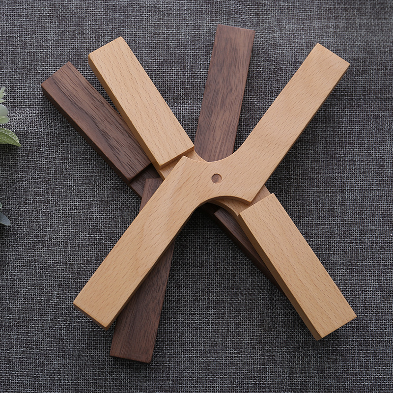 Creativo tapete de madera maciza de nogal negro en forma de X, fácil de limpiar, puede almacenar tapete de aislamiento térmico, tapete de mantel, tapete de mesa de aislamiento térmico, letras