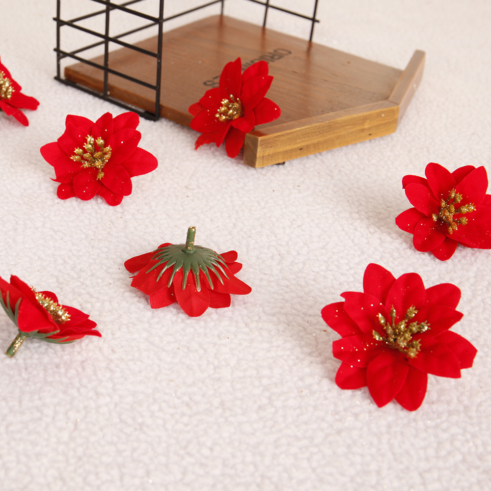 Tingzhi New Product Decoration Christmas Wreath Decoration Accessories Christmas Flowers Simulated Little Red Flower Wholesale