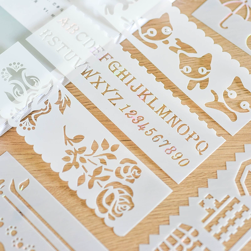 DIY шаблон для рисования тонкая полоса поколение 8 комплектов полых рукописных газет шаблон ручной росписи мультяшная живопись Шаблон Линейка