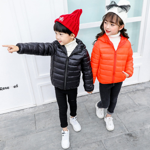Children's Unisex Down and Cotton Parka Coats for Boys and Girls, Hooded Winter Coats for Kids, Size 110-160, Windproof and Waterproof Children's Clothing