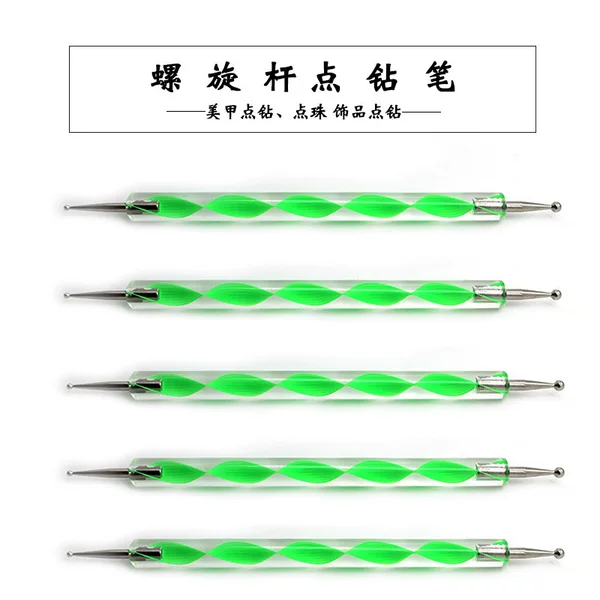 Factory green spiral rod point drill pen double-headed DIY Clay Clay double-headed indentation pen point flower needle soft pottery tool