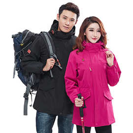 冬季户外三合一冲锋衣logo中长款登山服男骑行风衣女工厂批发