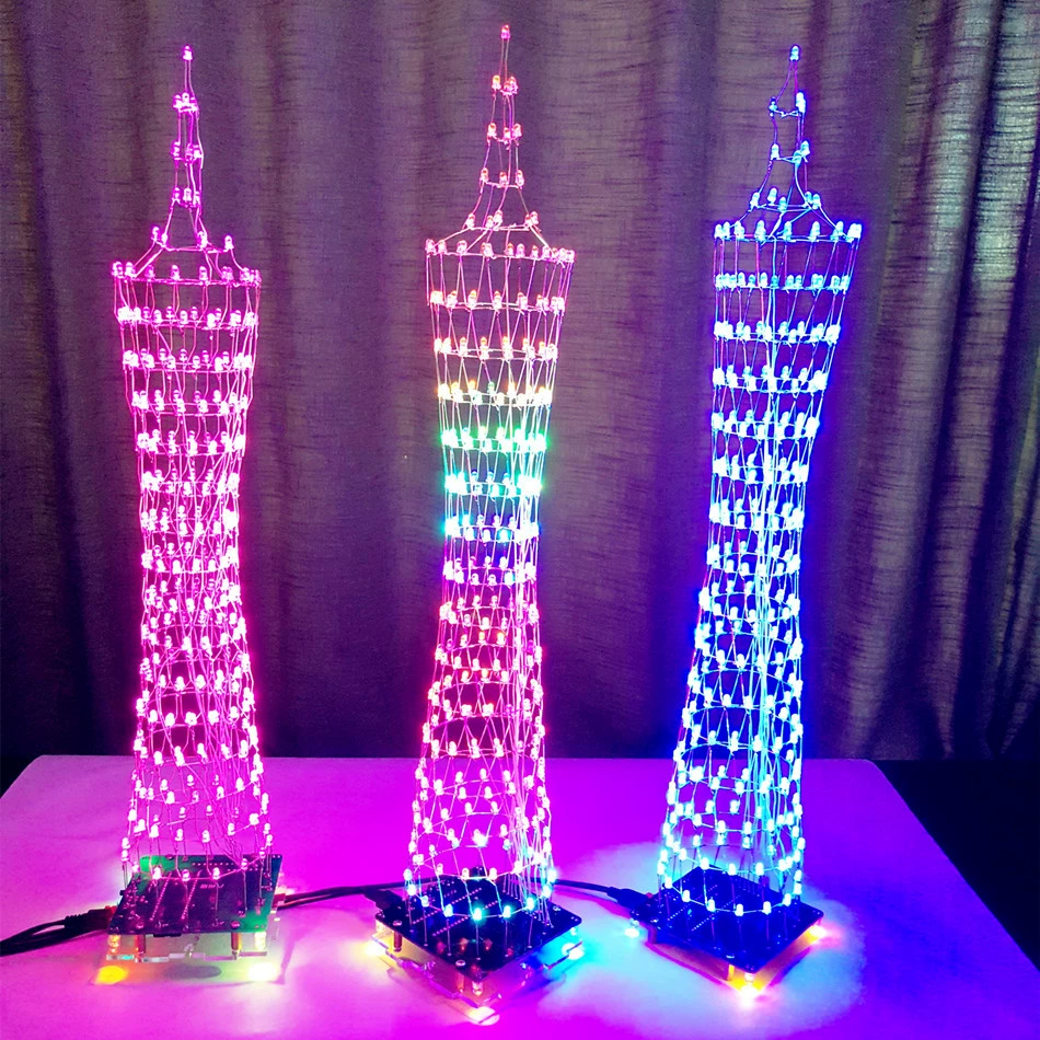 DIY Guangzhou Tower Kit (Guangzhou Xiaoman) — красочный LED музыкальный спектр, USB питание