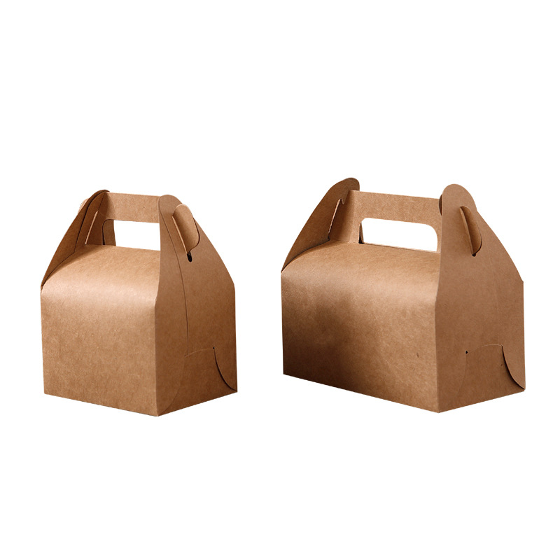 Caja de pastel Caja de pastelería occidental Papel Kraft Tarjeta blanca Hornear Galleta Caja portátil Impresión en color en stock Impresión plegable LOGO