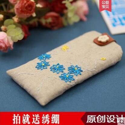 Nuevo bordado hecho a mano DIY bolsa de teléfono móvil de estilo europeo tridimensional bordado material de la tela paquete kit principiante