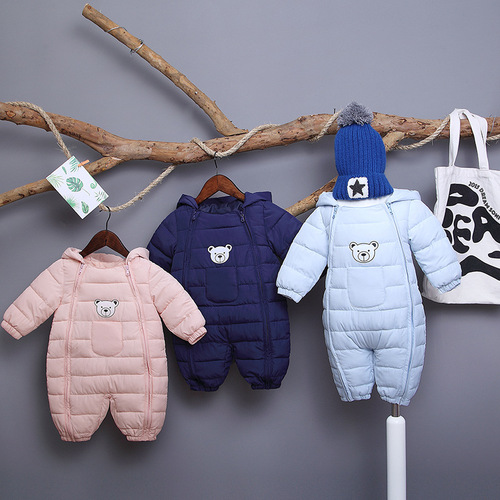 Baby and Toddler One-piece Crawling Suit with Thick Anti-Kick Blanket Cover, Hooded Down Cotton Outwear for Newborns, One-piece Cotton Pajama Suit