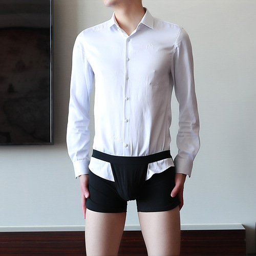 Men's boxer briefs, national fashion home pants, non-slip belt boxer briefs, shirt suit companion, upgraded with buttons A19PJ