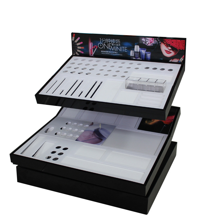 厂家生产亚克力美容店口红唇膏彩眉梯形展示架有璃化妆品展示台