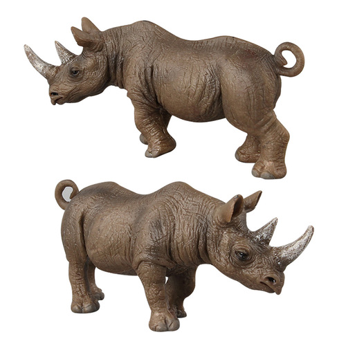 Cross-border best-selling simulation animal model wild African rhino model solid plastic early education certified rhino ornament