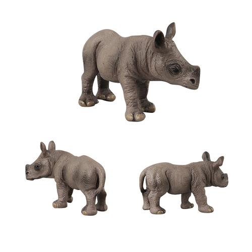 Cross-border best-selling simulation animal model wild African rhino model solid plastic early education certified rhino ornament