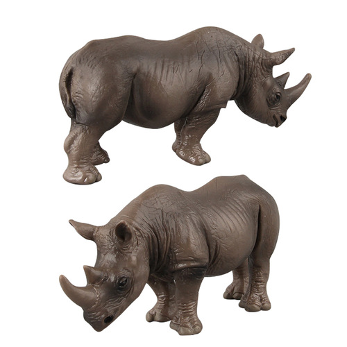 Cross-border best-selling simulation animal model wild African rhino model solid plastic early education certified rhino ornament