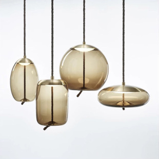 Nordic post-modern restaurant bar model room window decoration hemp rope glass chandelier creative personality combination lamps