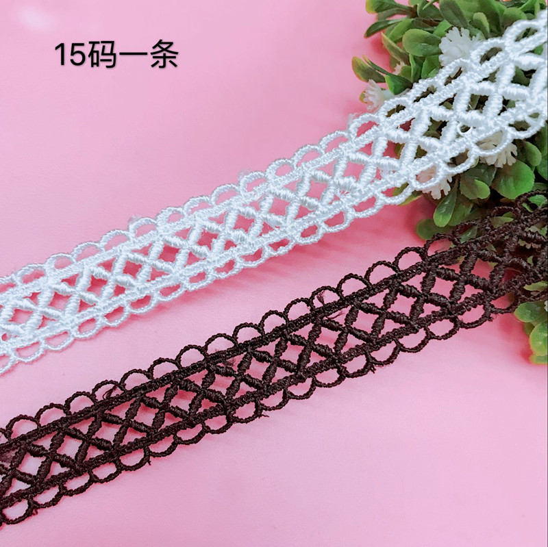 黑白格子饰品DIY项链花边 优质涤纶条码 蕾丝水溶花边 厂家直销