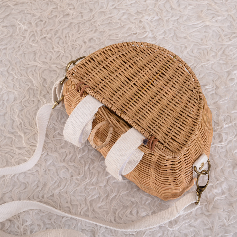 INS nuevo versátil pequeña cesta bolsa casual tejida a mano ratán sauce bolsa tejida bolsa de paja bolsa de crossbody