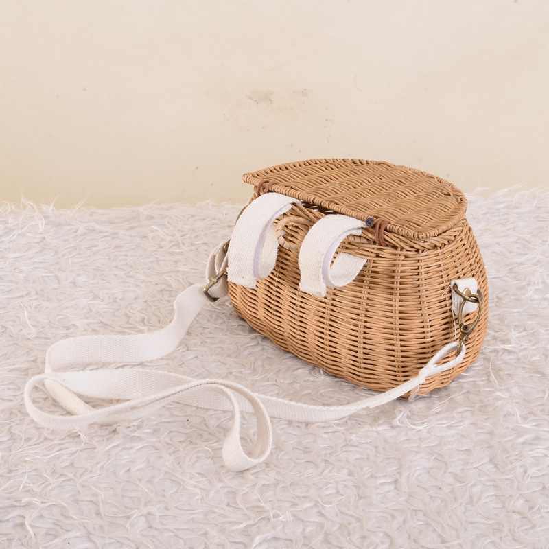 INS nuevo versátil pequeña cesta bolsa casual tejida a mano ratán sauce bolsa tejida bolsa de paja bolsa de crossbody