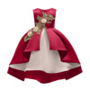 Red sleevless dress, small princess costume, brand suit, suitable for import, pleated skirt, flowered