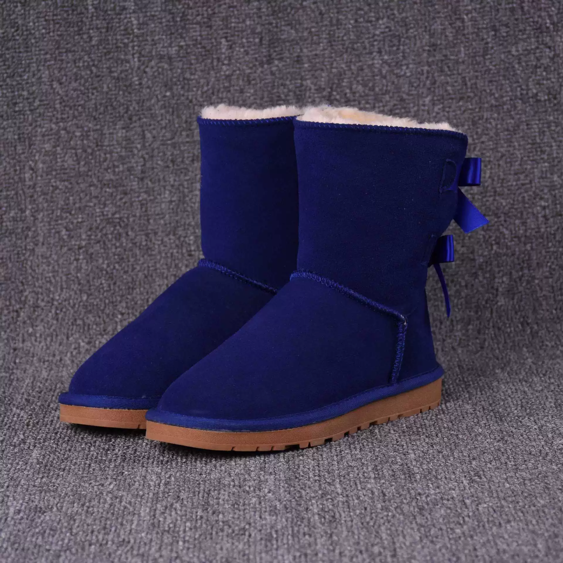 Keep warm boots with bow, wholesale, mid-length, genuine leather, plus size