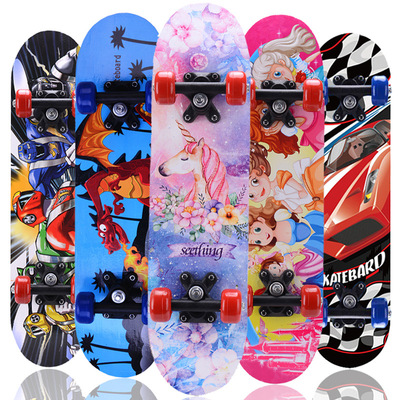 滑板兒童四輪楓木滑板青少年男女雙面卡通滑板車2406skateboard