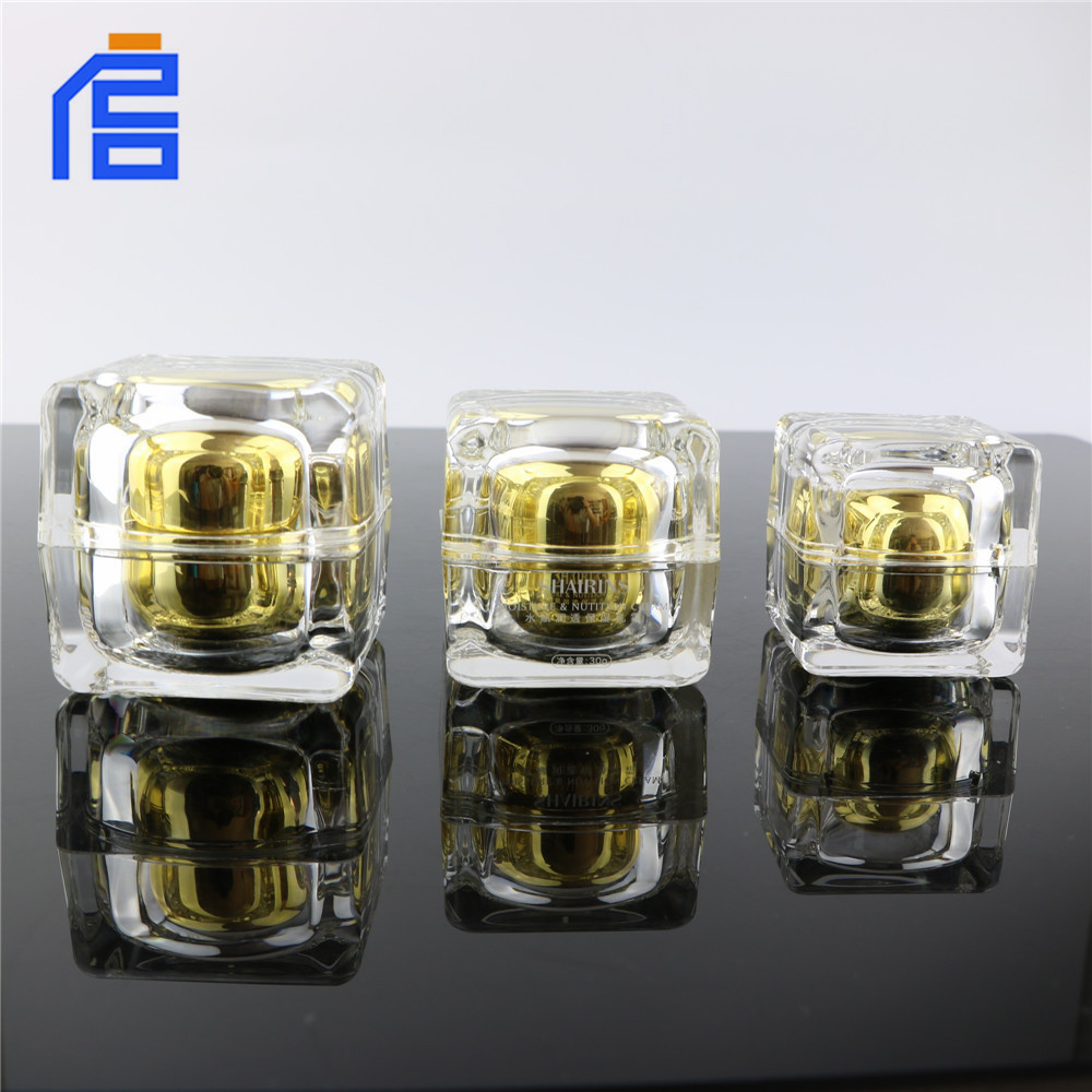 厂家批发新款50g圆角水晶四方膏霜瓶 护肤品礼盒包装瓶