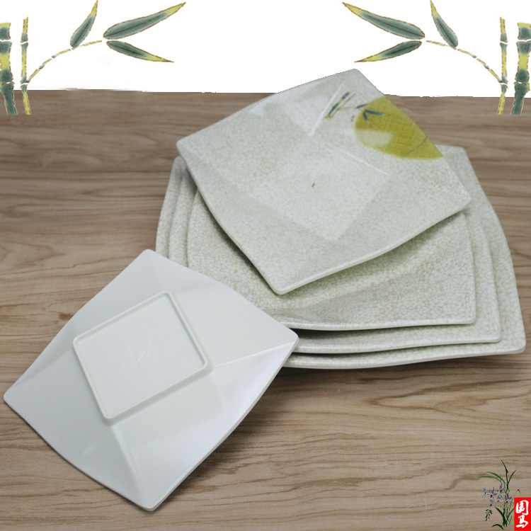 Wealth Square Plate Hotel Restaurant Imitation Ceramic Tableware High-End Flat Plate Octagonal Side Dish Plate Breakfast Thickeneded Melamine Plate Wealth Square Plate Hotel Restaurant Imitation Ceramic Tableware High-End Flat Plate Octagonal Side Dish Plate Breakfast Thickeneded Melamine Plate