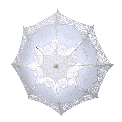 Hot selling wedding supplies decorative umbrella palace wedding lace umbrella bride lace umbrella white bridesmaid flower girl wooden handle umbrella