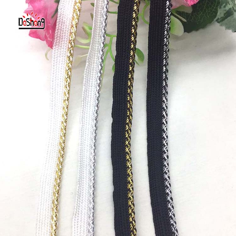 厂家直供创意款涤纶丝包边子母带 金丝编织带 民族风服装辅料批发