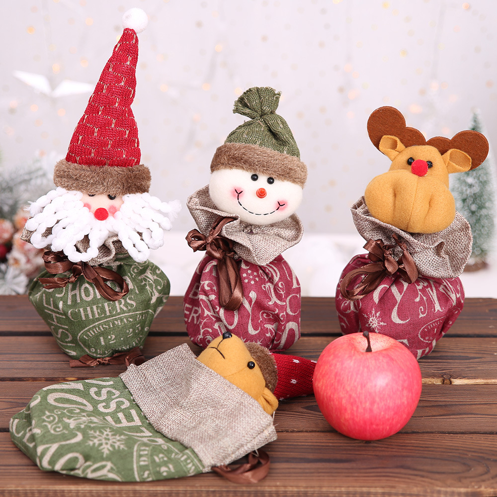 Christmas Decorative Products linen Bag Cartoon Old Snowman Children's Gift Bag_voghion.com