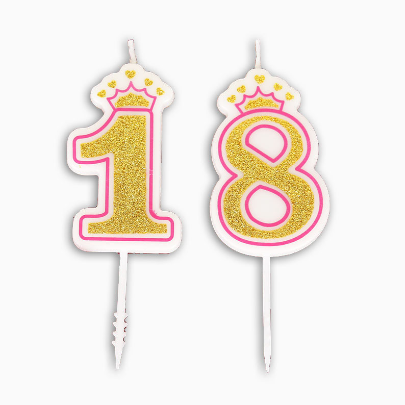 Venta al por mayor vela digital creativa corona 0-9 bebé año pastel oro rosa digital DIY fiesta cumpleaños vela
