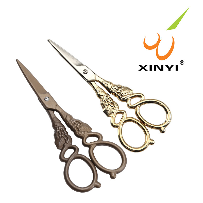 新毅剪刀复古剪刀家用镀钛剪DIY手工艺剪刀手账胶带不粘剪刀批发