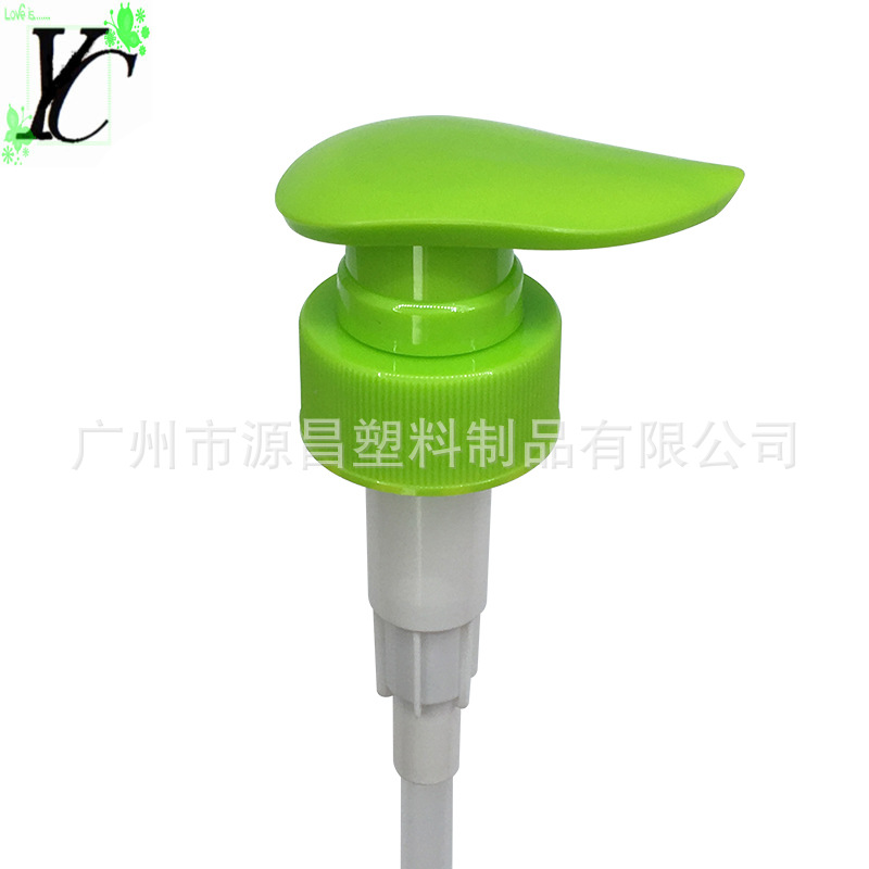 源昌批发33牙叶子塑料泵头包装瓶压泵液体分配器32牙树叶按压泵头