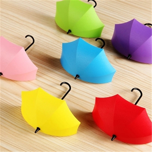Creative umbrella hooks, nail-free cute small sticky hooks, adhesive hooks behind the door, wall hanging hooks, 3 packs