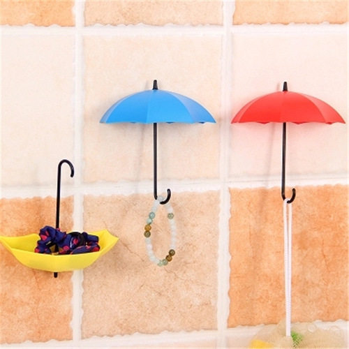Creative umbrella hooks, nail-free cute small sticky hooks, adhesive hooks behind the door, wall hanging hooks, 3 packs