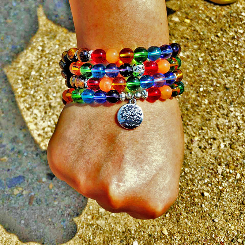 AliExpress Explosions 108Tianran Stone Rosary Bracelet 3D Lotus Tree of Life Anklet Yoga Mala Necklace