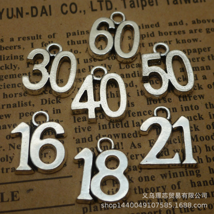 Alloy Pendant 15*17mm Xizang Silver 13 16 18 21 30 40 50 60 70 DIY Digital Hanging