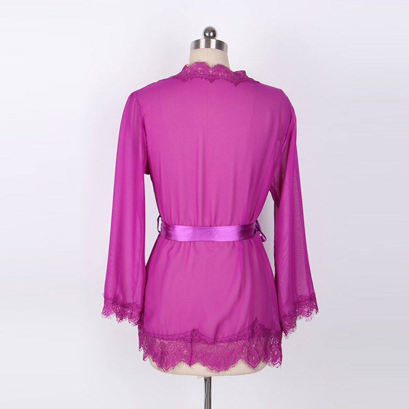 Ropa interior sexy europea y americana Albornoz malla pestañas encaje camisón sexy pijamas encaje ropa interior S-3XL