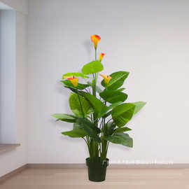 广州仿真马蹄莲盆栽办公室酒店假花装饰植物人造马蹄莲植物可批发